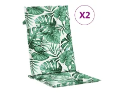 Outlet Clicnbuy Cojines de silla de respaldo alto 2 unidades tela estampado de hojas Verde