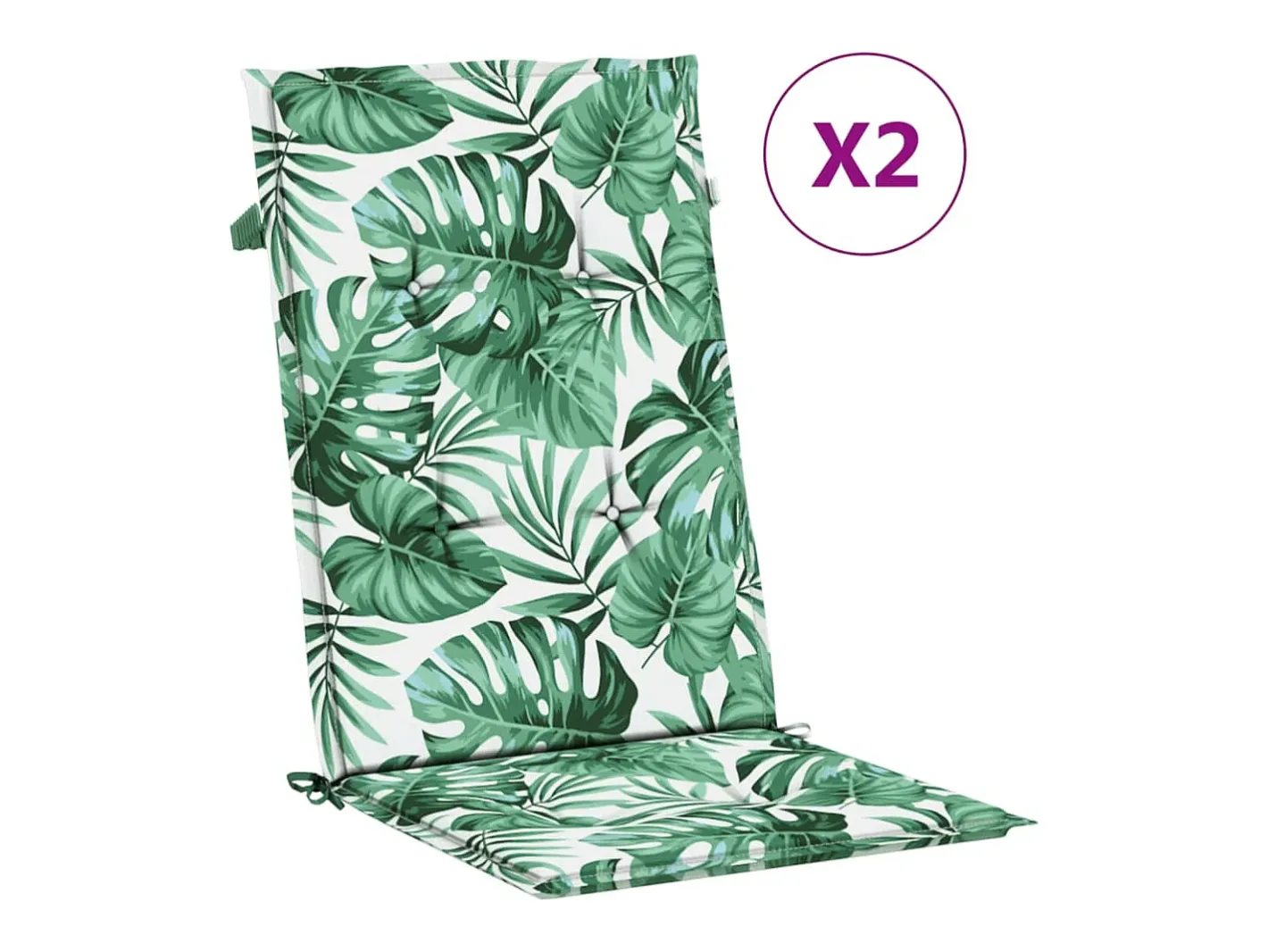 Outlet Clicnbuy Cojines de silla de respaldo alto 2 unidades tela estampado de hojas Verde