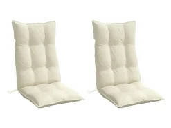 Clicnbuy Cojines de silla respaldo alto 2 unidades tela Oxford color Crema Hot