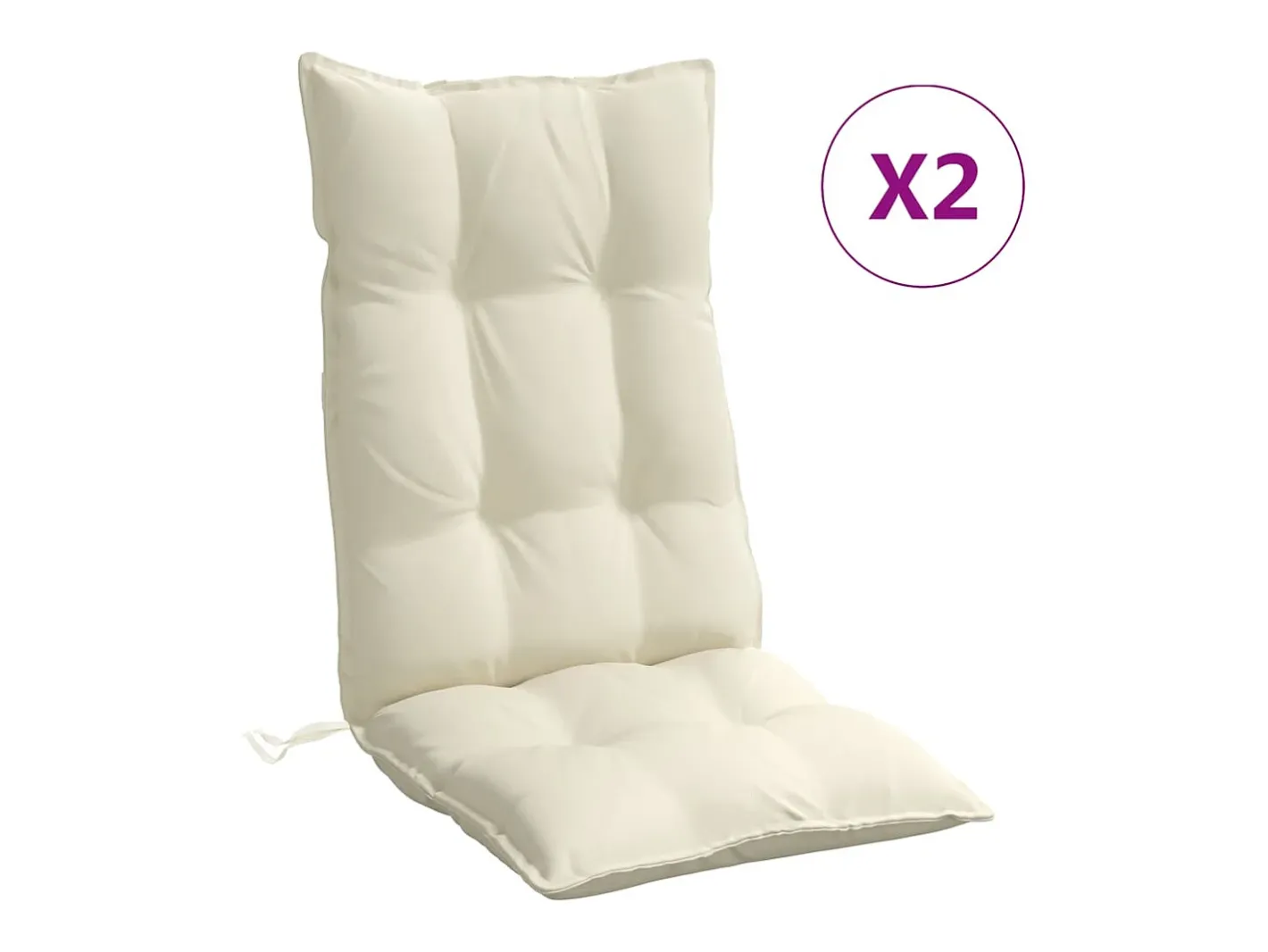 Clicnbuy Cojines de silla respaldo alto 2 unidades tela Oxford color Crema Hot