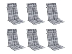 Discount Clicnbuy Cojines de silla respaldo alto 6 unidades tela Oxford a cuadros Gris