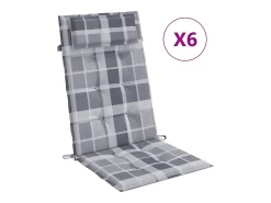 Discount Clicnbuy Cojines de silla respaldo alto 6 unidades tela Oxford a cuadros Gris