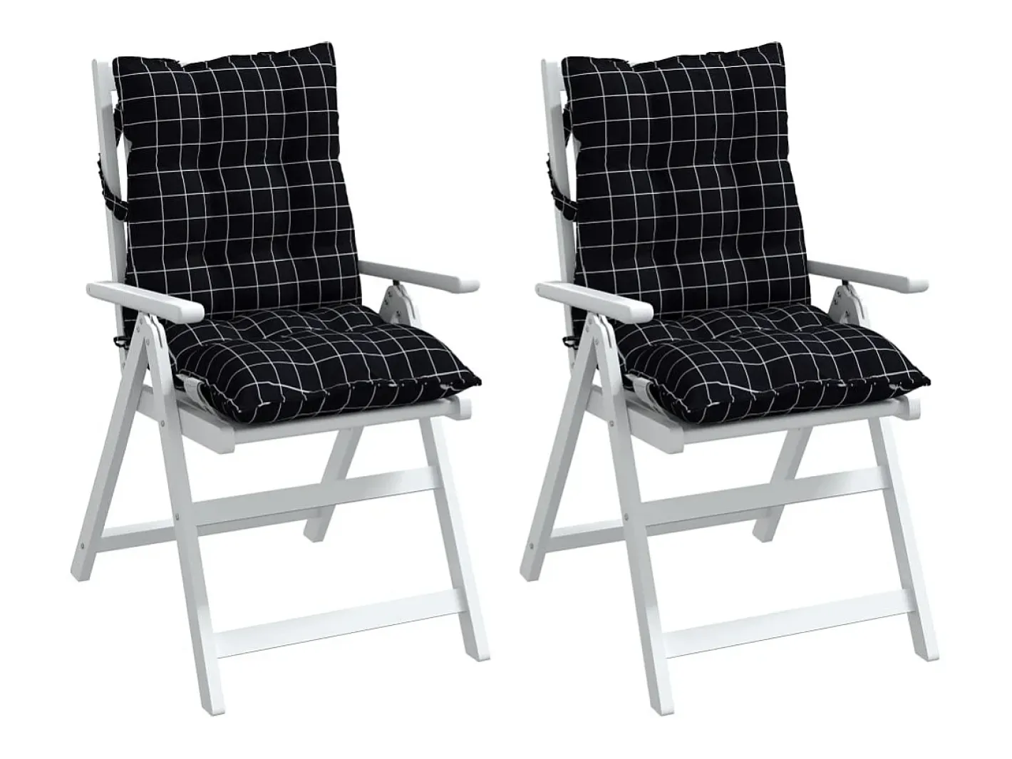 Clicnbuy Ropa De Casa-Cojines de silla respaldo bajo 2 unidades tela Oxford cuadros negro Multicolor