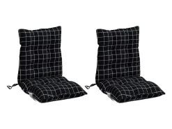 Clicnbuy Ropa De Casa-Cojines de silla respaldo bajo 2 unidades tela Oxford cuadros negro Multicolor