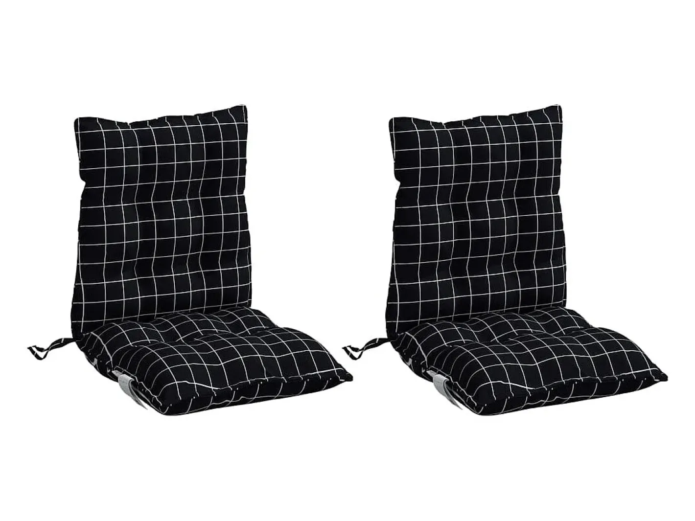 Clicnbuy Ropa De Casa-Cojines de silla respaldo bajo 2 unidades tela Oxford cuadros negro Multicolor