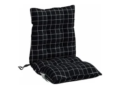 Clicnbuy Ropa De Casa-Cojines de silla respaldo bajo 2 unidades tela Oxford cuadros negro Multicolor