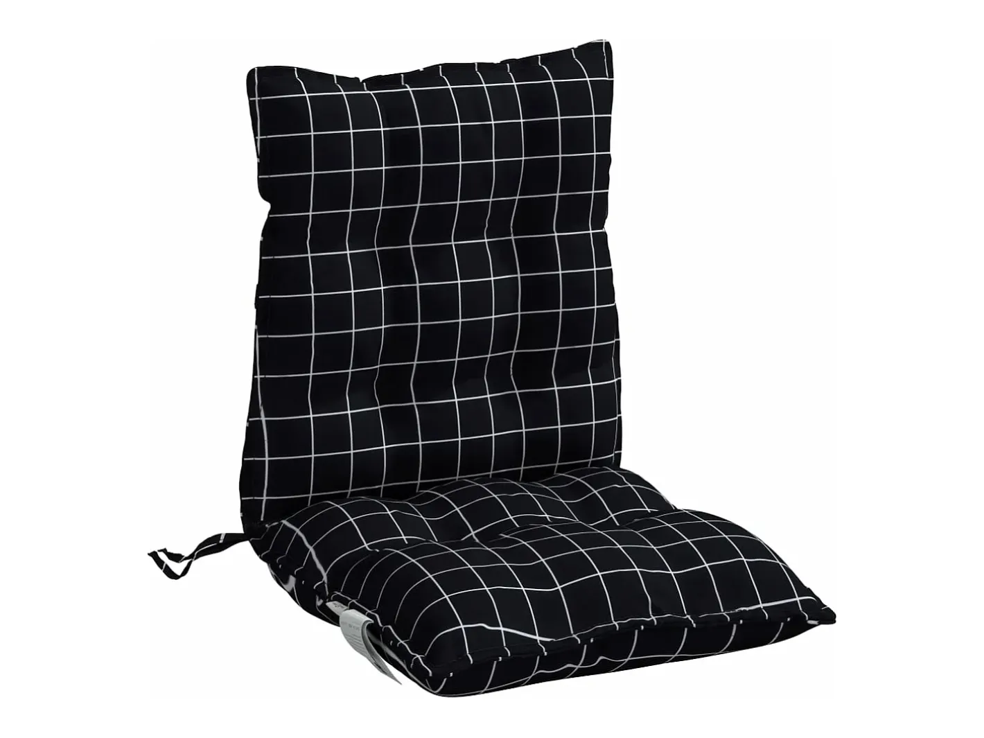 Clicnbuy Ropa De Casa-Cojines de silla respaldo bajo 2 unidades tela Oxford cuadros negro Multicolor
