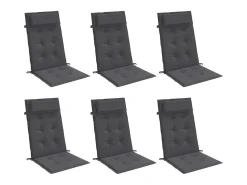 New Clicnbuy Cojines de silla respaldo alto 6 unidades tela Oxford Gris antracita