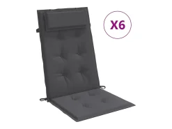 New Clicnbuy Cojines de silla respaldo alto 6 unidades tela Oxford Gris antracita
