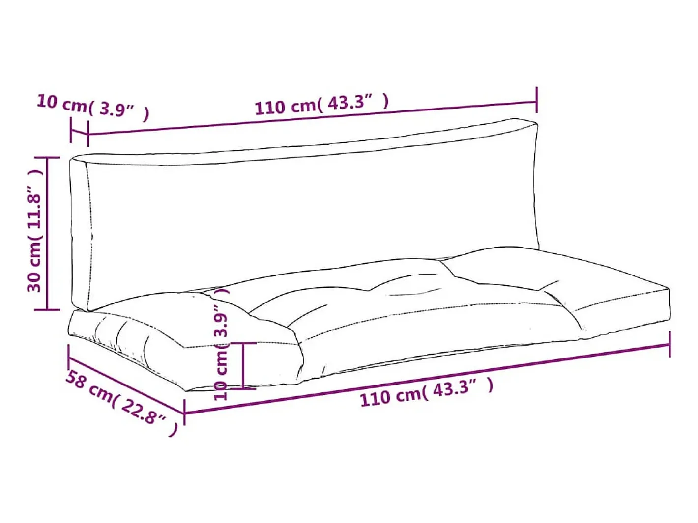 Clicnbuy Ropa De Casa-Cojines para muebles de palets 2 unidades tela Oxford marino Azul