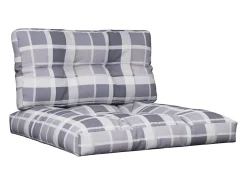 Best Cojines para palets 2 unidades tela a cuadros gris ES194013 Multicolor