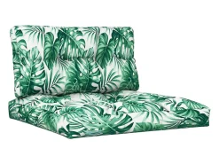 Clearance Cojines para palets 2 unidades tela estampado de hojas ES406583 Verde
