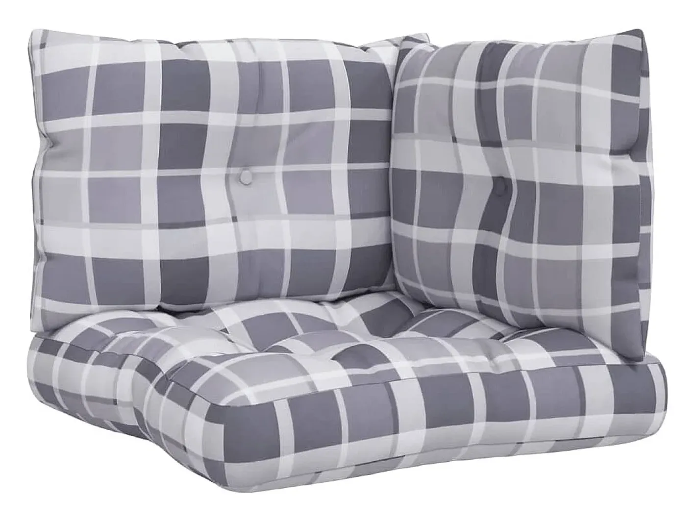 Clicnbuy Ropa De Casa-Cojines para palets 3 unidades tela a cuadros gris Multicolor