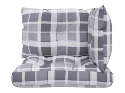 Clicnbuy Ropa De Casa-Cojines para palets 3 unidades tela a cuadros gris Multicolor
