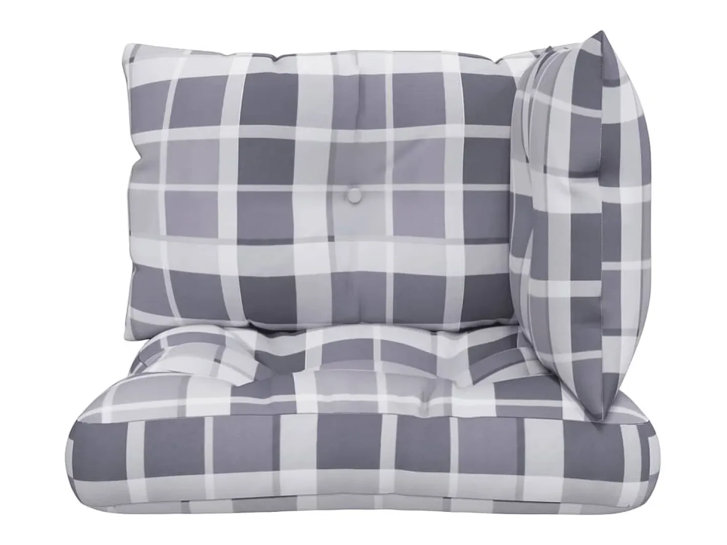 Clicnbuy Ropa De Casa-Cojines para palets 3 unidades tela a cuadros gris Multicolor