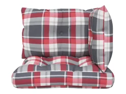 Clicnbuy Ropa De Casa-Cojines para palets 3 unidades tela a cuadros rojos Multicolor