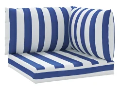 Ropa De Casa-Cojines para palés 3 piezas tela Oxford y blanco a rayas ES847976 Azul