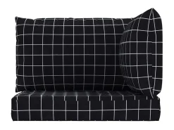 Ropa De Casa-Cojines para palés 3 piezas tela Oxford a cuadros s ES923432 Negro