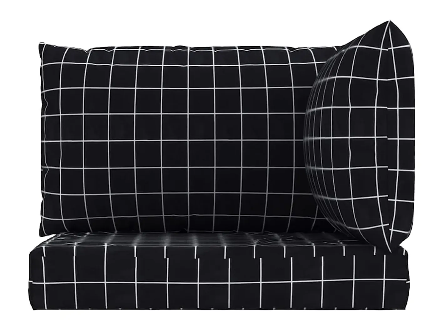 Ropa De Casa-Cojines para palés 3 piezas tela Oxford a cuadros s ES923432 Negro