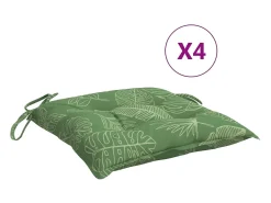 Clicnbuy Cojines para silla 4 unidades tela estampado de hojas 50x50x7 cm Verde Clearance