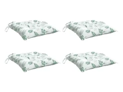 Clicnbuy Cojines para silla 4 unidades tela estampado de hojas 40x40x7 cm Verde Hot