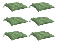 Clicnbuy Cojines para silla 6 unidades tela estampado de hojas 50x50x7 cm Verde Sale