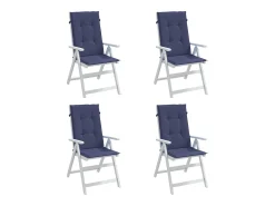 Clicnbuy Cojines para silla con respaldo alto 4 unidades tela marino Azul