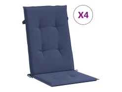 Clicnbuy Cojines para silla con respaldo alto 4 unidades tela marino Azul