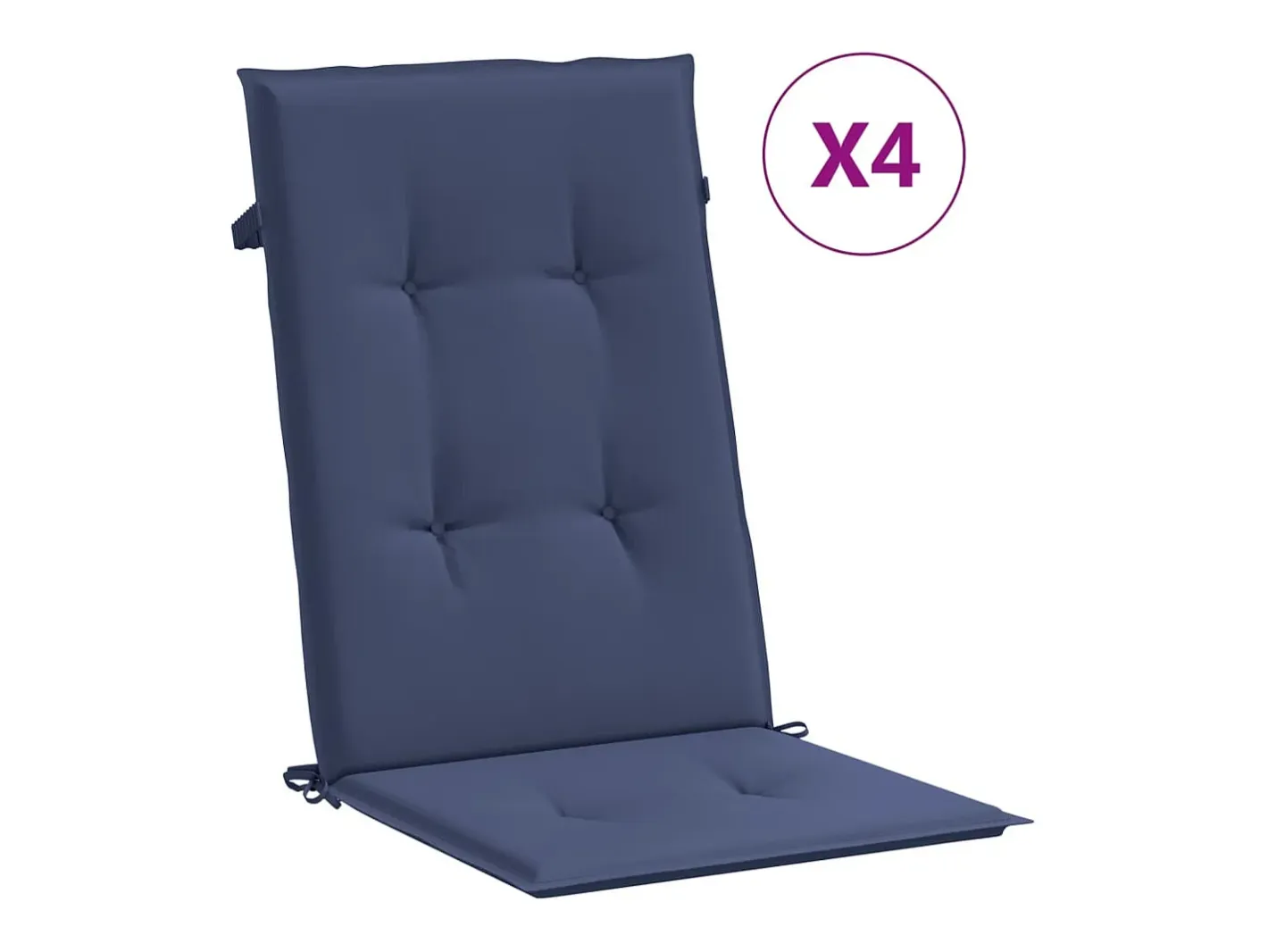 Clicnbuy Cojines para silla con respaldo alto 4 unidades tela marino Azul