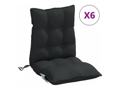 Clicnbuy Ropa De Casa-Cojines para silla con respaldo bajo 6 unidades tela Oxford Negro