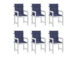 Clicnbuy Cojines para silla con respaldo bajo 6 unidades tela marino Azul Hot