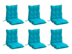 Hot Clicnbuy Cojines para silla con respaldo bajo 6 unidades tela Oxford turquesa Azul turquesa
