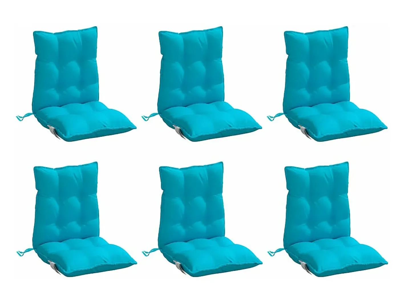 Hot Clicnbuy Cojines para silla con respaldo bajo 6 unidades tela Oxford turquesa Azul turquesa