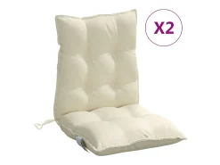 New Clicnbuy Cojines para silla con respaldo bajo 2 unidades tela Oxford Crema