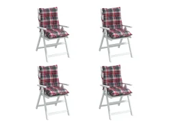 Clicnbuy Cojines para silla respaldo bajo 4 unidades tela Oxford cuadros rojo Multicolor Best