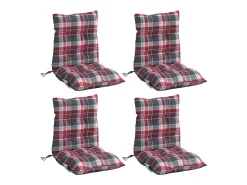 Clicnbuy Cojines para silla respaldo bajo 4 unidades tela Oxford cuadros rojo Multicolor Best