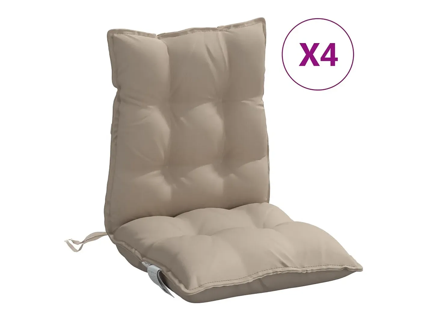 Clicnbuy Ropa De Casa-Cojines para silla respaldo bajo 4 unidades tela Oxford gris taupe Topo