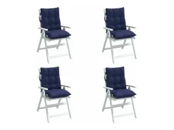 Clicnbuy Ropa De Casa-Cojines para silla respaldo bajo 4 unidades tela Oxford marino Azul