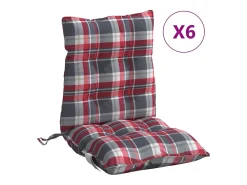 Online Clicnbuy Cojines para silla respaldo bajo 6 unidades tela Oxford cuadros rojo Multicolor