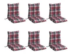 Online Clicnbuy Cojines para silla respaldo bajo 6 unidades tela Oxford cuadros rojo Multicolor