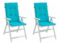 Clicnbuy Cojines para sillas con respaldo alto 2 unidades tela turquesa Azul turquesa Hot