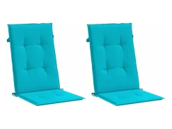 Clicnbuy Cojines para sillas con respaldo alto 2 unidades tela turquesa Azul turquesa Hot