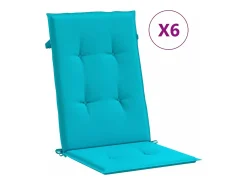 Online Clicnbuy Cojines para sillas con respaldo alto 6 unidades tela turquesa Azul turquesa
