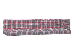 Clicnbuy Cojines para sofá de palets 5 unidades tela a cuadros rojos Multicolor Hot