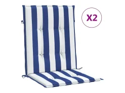 Online Clicnbuy Cojines silla de respaldo bajo 2 unidades tela a rayas azul y blanco Multicolor