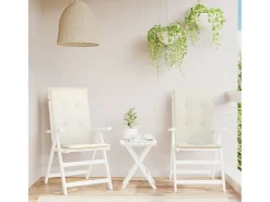 Clicnbuy Cojines silla respaldo alto 2 unidades tela melange 120x50x4cm Crema