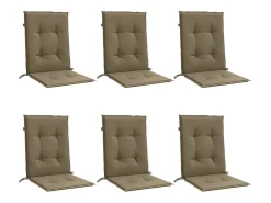 Clicnbuy Ropa De Casa-Cojines silla respaldo bajo 6 ud tela taupe melange 100x50x4 cm Topo