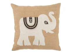 Sale J-Line Cojín con elefante blanco en algodón 45 x 45 x 11 cm Beige