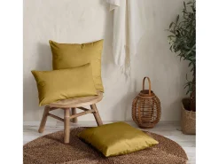 Ropa De Casa-Cojín cuadrada de terciopelo verde anís 45x45 cm - NAURU - SACASA Amarillo