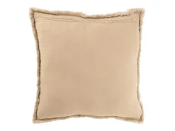 J-Line Ropa De Casa-Cojín cuadrado con bordes deshilachados en poliéster 50x50x12cm Beige